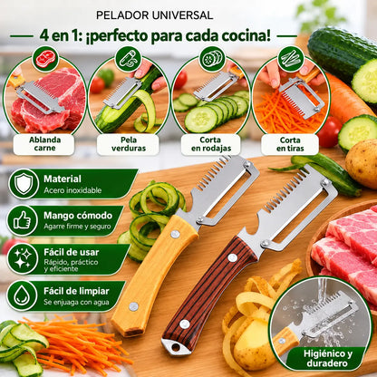 🔥Compra 1 y llévate otro gratis (2 unidades)🧅🔪 Pelador de cocina multiusos 3 en 1: ¡pela y pica verduras, corta carne y abre botellas! 🔥