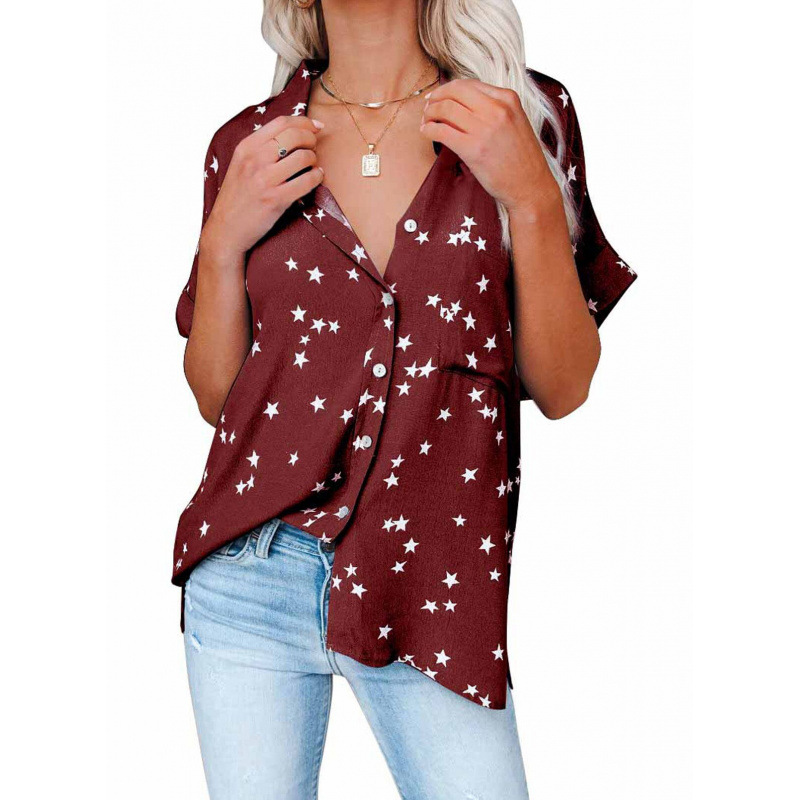 Camisa Elegante de Verano con Estrellas para Mujer - Estilo Casual y Fresco 2026