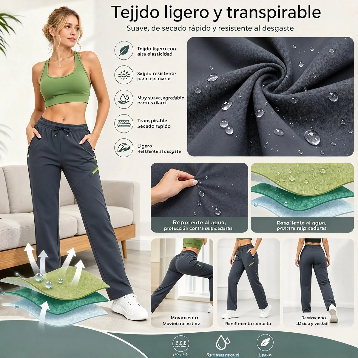 ⏳ Oferta por tiempo limitado 🔥 Pantalones cargo de corte recto para mujer — Cintura elástica; ideales para el trabajo, viajes y el día a día 👖✨