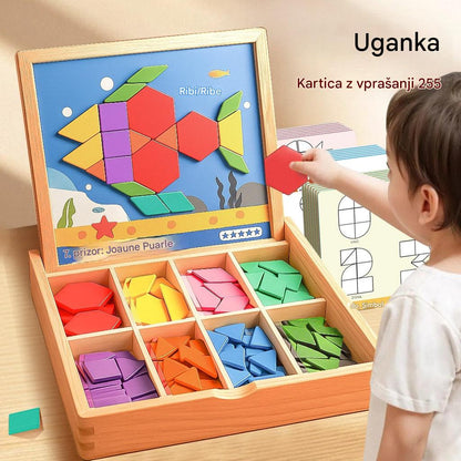 🔥【Zľava -50%】Nová magnetická drevená tangramová skladačka, detská edukatívna hračka na rozvoj myslenia.