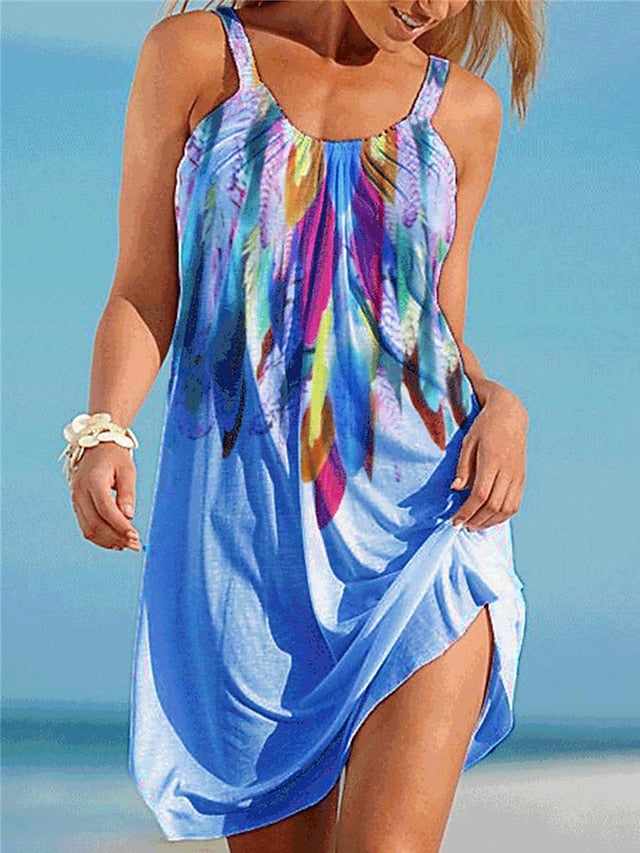 🔥👗¡Oferta! [S-5XL] Vestido de playa estampado de verano para mujer, perfecto para viajes y vacaciones.