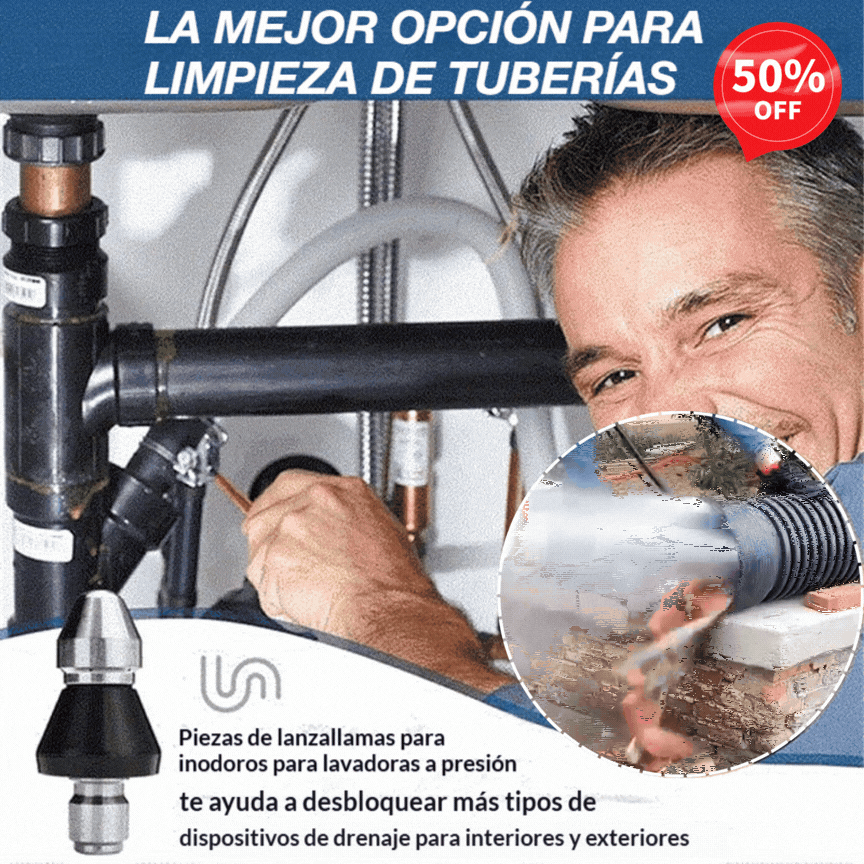 👍🧰Potente boquilla de alta presión, desatascador de tuberías