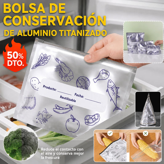 🥩【30 unidades】Bolsa hermética de papel de aluminio con cierre zip, apta para alimentos, para conservar la frescura en el frigorífico del hogar