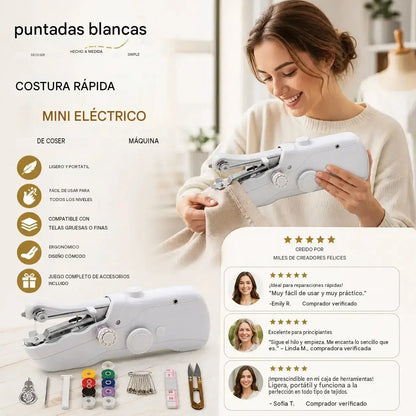 🧵 Mini máquina de coser eléctrica: ¡ligera, portátil y fácil de usar! ✨