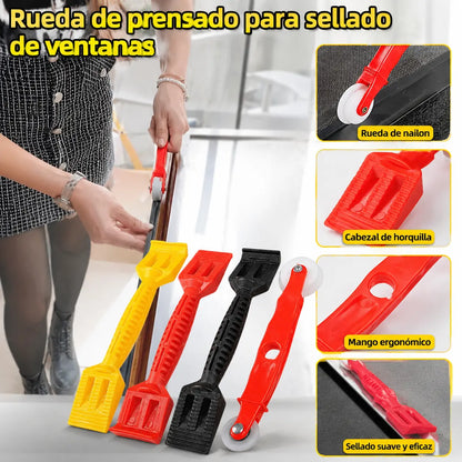 🔥[1 juego de 4 piezas] Juego de herramientas con rodillo de presión para instalar burletes y mosquiteras en puertas y ventanas