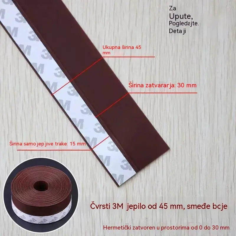 🚪【5M】 PVC brtvena traka za donja vrata – otporna na prašinu i propuh