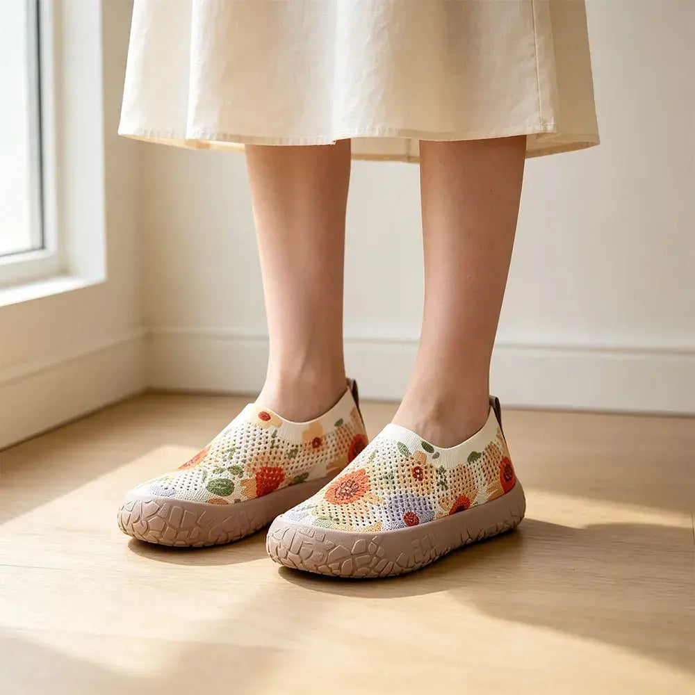 【36-43】Zapatos sin cordones de lona estampada para mujer: ligeros, de suela blanda, informales, transpirables, con estampado de mocasines.