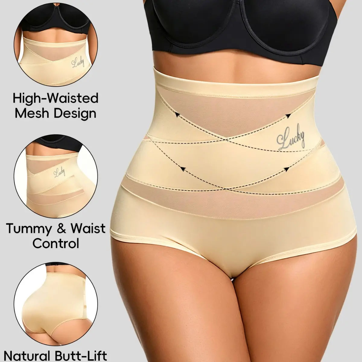 🔥 Oferta por tiempo limitado: 3 piezas 🌸🎁 Ropa interior de talle alto de tallas grandes con diseño cruzado y efecto aplanador de abdomen.