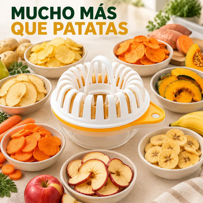 🥔🔥 Hacedor de Patatas Fritas para Microondas con Cortador y Bol, Set de Cocina DIY para Snacks Saludables y Crujientes sin Aceite 🥣✨