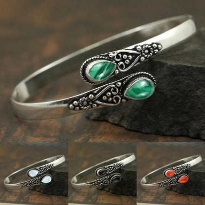 💜【Oferta por tiempo limitado】Pulsera vintage de ágata verde en plata S925