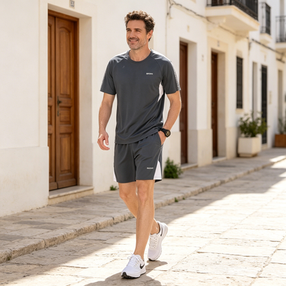 【S-5XL】Conjunto deportivo informal de dos piezas para hombre, de secado rápido y cómodo, ideal para el verano.
