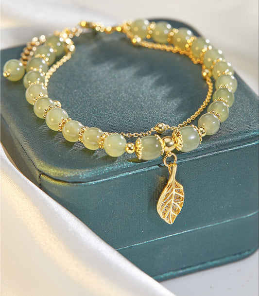 ✨【Compra uno, llévate otro gratis】2 nuevas pulseras de oro de 14k y jade hetiano