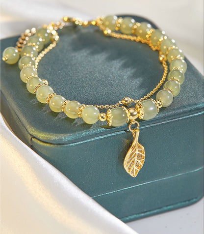 ✨🔥【Compra uno y llévate otro gratis】2 pulseras de oro de 14K con jade Hetiano