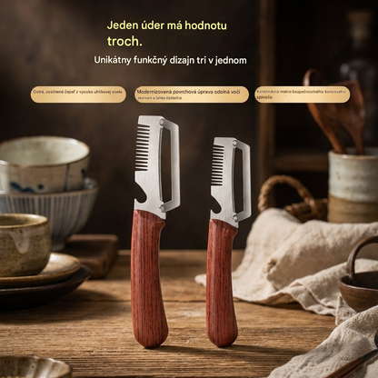 ✅Kúpte 1 a získajte 1 zadarmo (spolu dva kusy)🧅🔪 Multifunkčná kuchynská škrabka 3 v 1: Šúpe, seká a otvára fľaše! 🔥