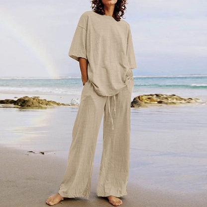 🎁-58%【S-5XL】Luźny, swobodny komplet damski, dwuczęściowy, wykonany w 100% z bawełny (góra + spodnie)
