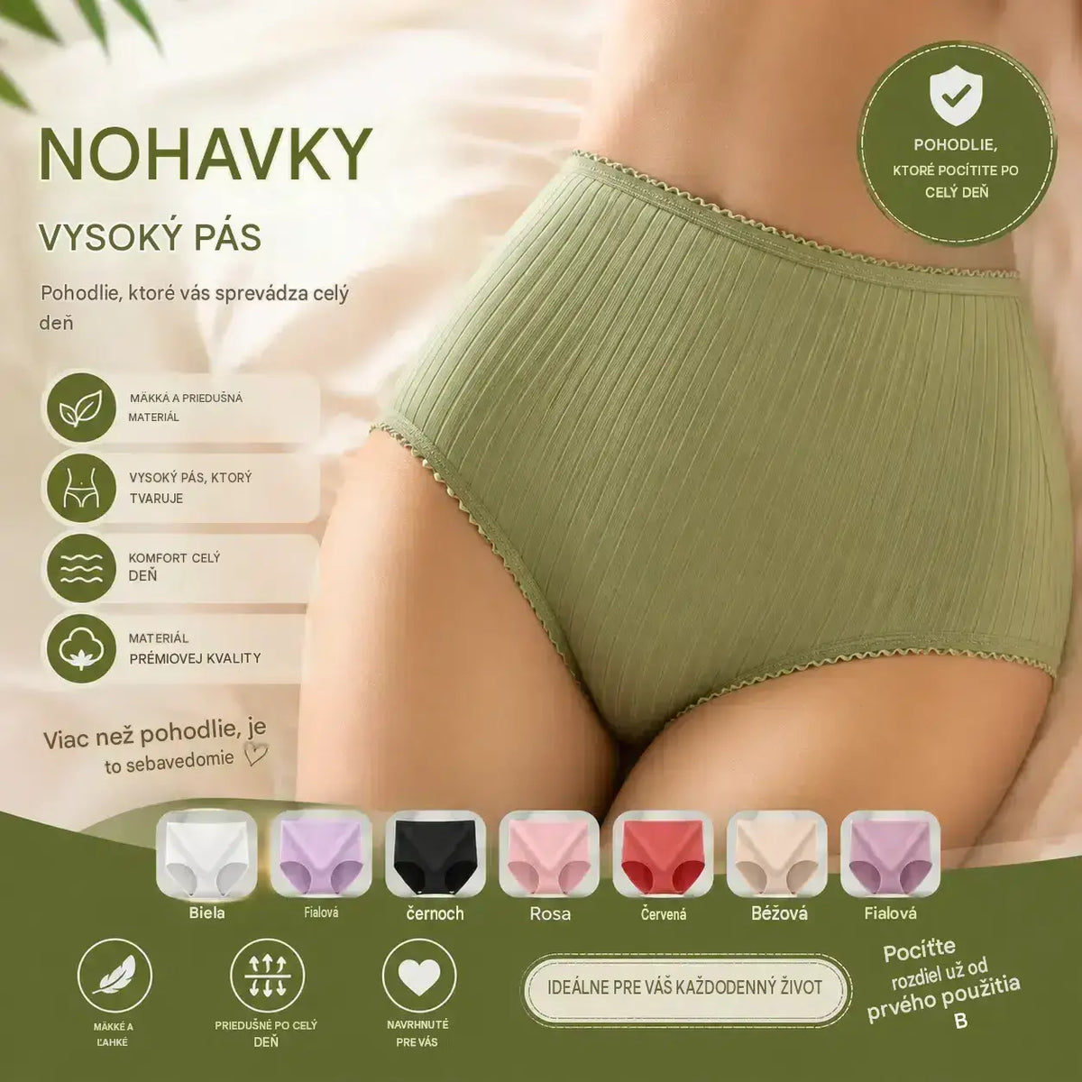 💖(8 kusov) Posledný deň 50% zľava: Antibakteriálne vodeodolné nohavičky s vysokým pásom
