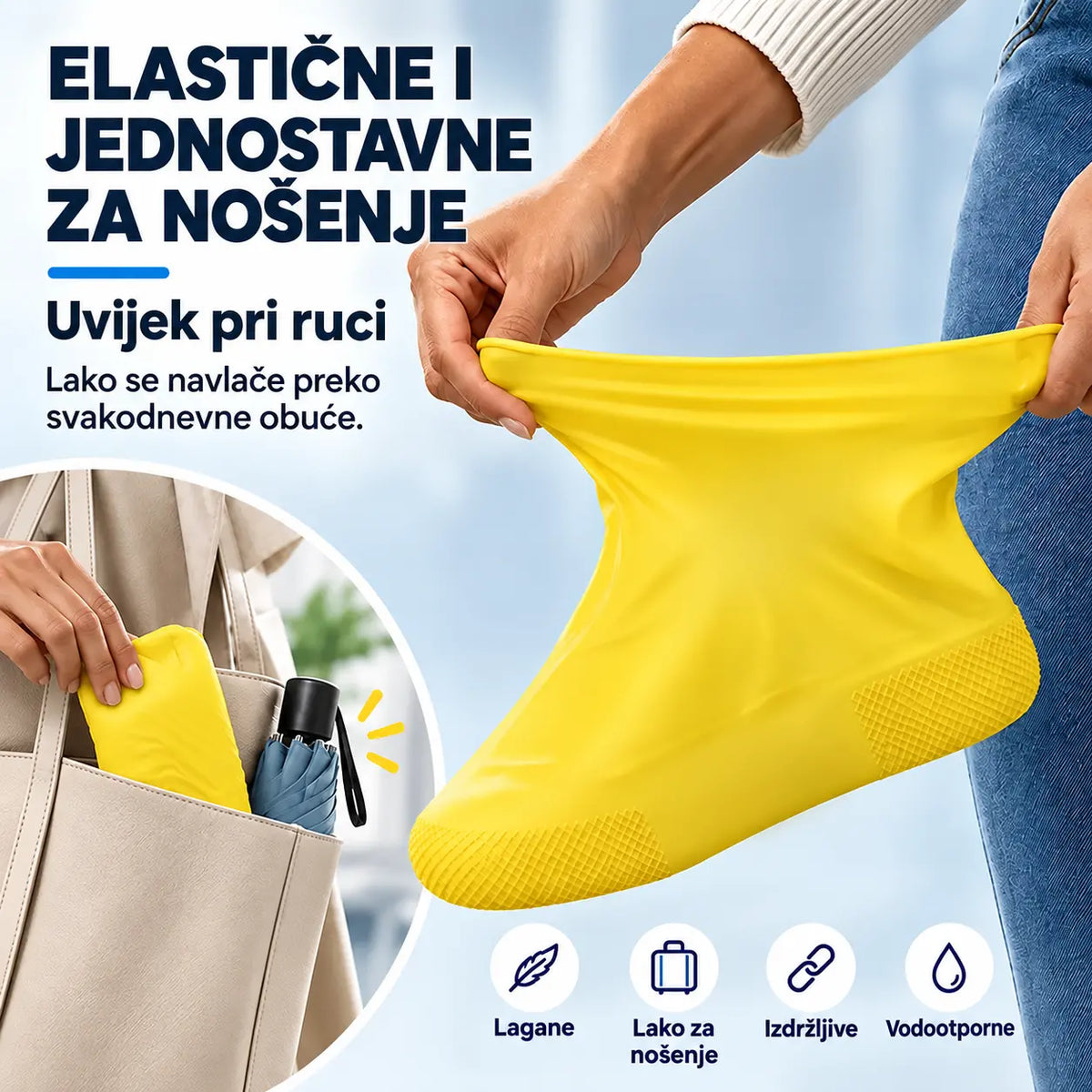 【2 para za 22 €】Spriječi da ti se tenisice smoče! Izdržljive vodootporne navlake za obuću: neklizajuće i sklopive – savršene za nošenje u torbi 🌧️