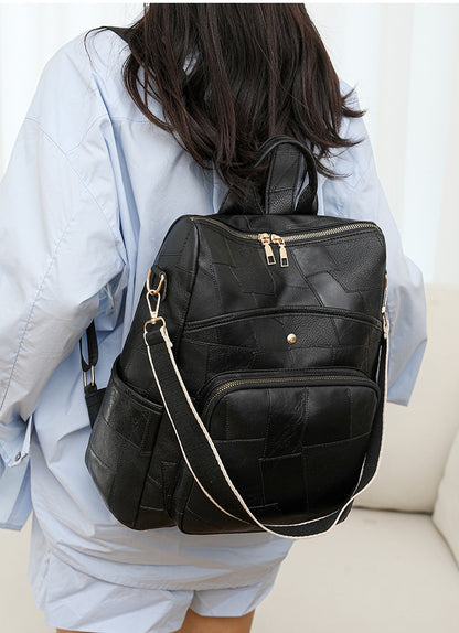 👛Reducere🌟Rucsac nou din piele, cu capacitate mare și design în carouri