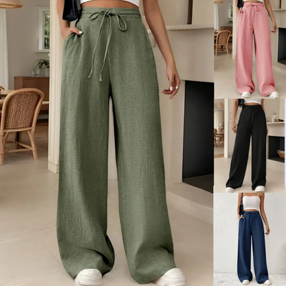 【S-2XL】Pantalones Casuales de Pierna Ancha: Elásticos, Frescos y Estilizantes