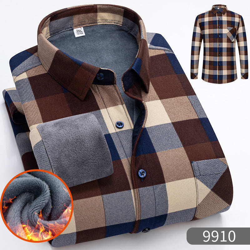 🔥【VENTA CALIENTE】🔥👔【L-5XL】 Camisa de negocios de manga larga cálida para otoño e invierno