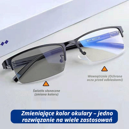 👓✨🕶️ Połowa ceny na cały asortyment 🔥🔥 Metalowe półramkowe fotochromatyczne okulary przeciwsłoneczne, okulary korekcyjne z filtrem światła niebieskiego, okulary przeciwsłoneczne do jazdy samochodem