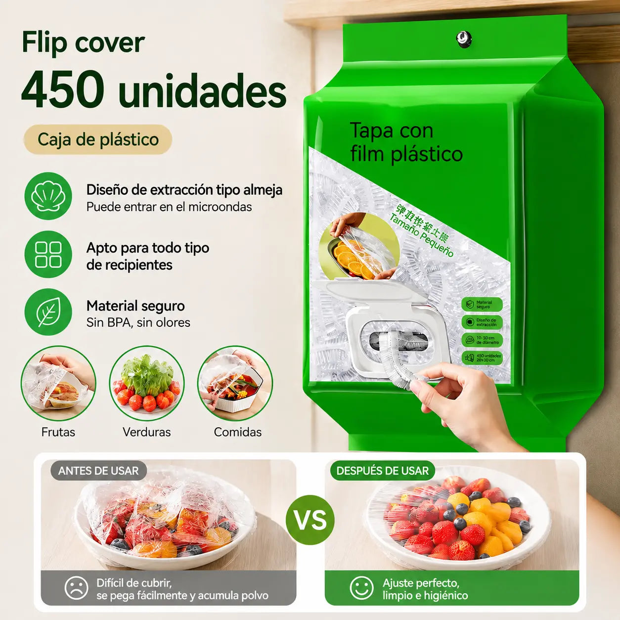 🥗✨ 450 tapas desechables para alimentos | Tapas flexibles para platos, cuencos y recipientes