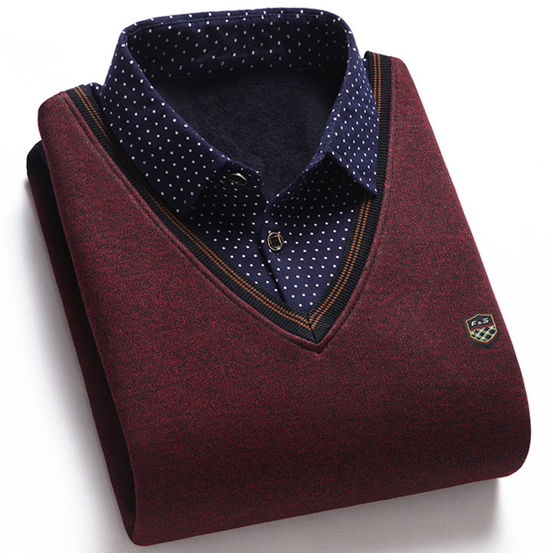👔 [M-4XL] Camisa de punto para hombre más terciopelo para espesar y mantener el calor