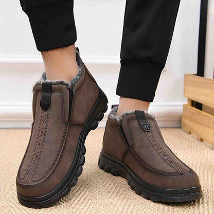 Moški topli čevlji za prosti čas, okrogel prst, topli in udobni, nedrseči in trpežni 【39-47】