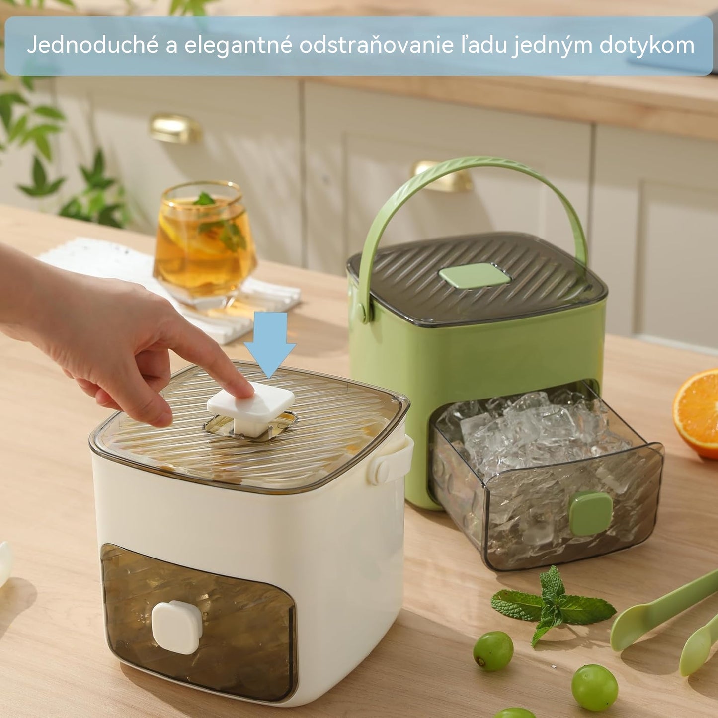 💞💥🥤🧊 50% zľava! Výrobník ľadu s funkciou skladovania ľadu: vyrába 48 kociek ľadu naraz, nepriepustné veko. Stohovateľný, šetrí miesto. Vrátane naberačky na ľad a klieští na ľad 🏖️✅