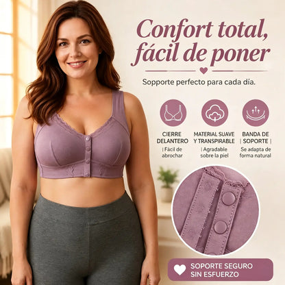 (3 piezas)💕🎁【45kg-155kg】Sujetador extragrande de algodón suave y transpirable con botones delanteros