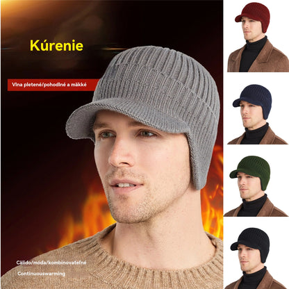 🔥 Pánska teplá zimná pletená čiapka s klapkami na uši, bežná veľkosť/teplá podšívka