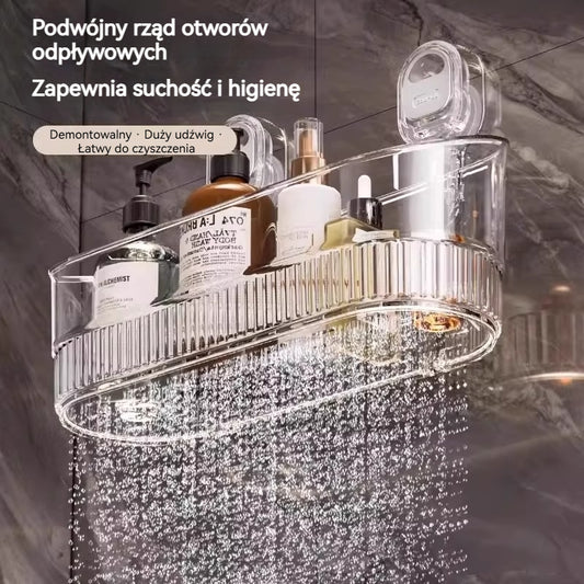 🧲 Półka na przyssawki bez wiercenia – duża pojemność, stabilna i z odpływem do łazienki i kuchni ✨
