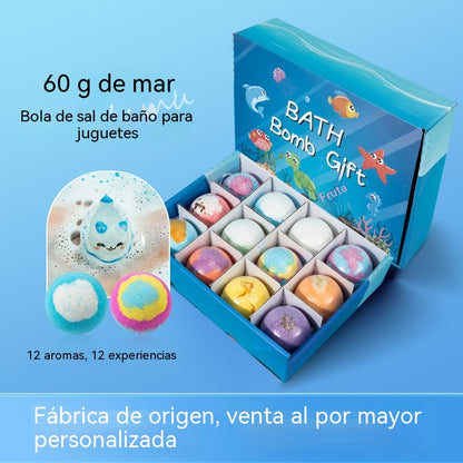 【12 piezas 40 euros】Juego de 12 bolas de sales de baño con forma de animales marinos (60 g cada una) para niños.