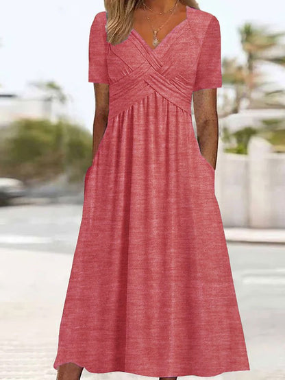 🔥🔥【50% OFF】🔥🔥👗【S-3XL】2025 jarné a letné nové jednofarebné módne jednoduché ležérne šaty