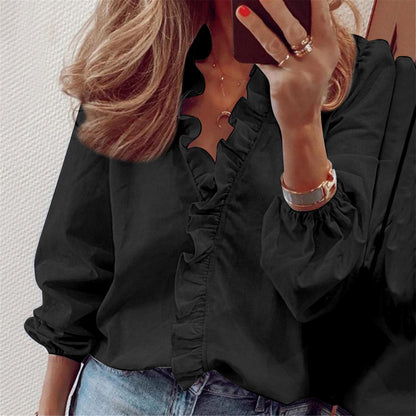 🍄🌼【S-5XL】¡Promoción de novedades de primavera 2026! 【Encanto primaveral】Blusa con volantes para mujer: suave y cómoda
