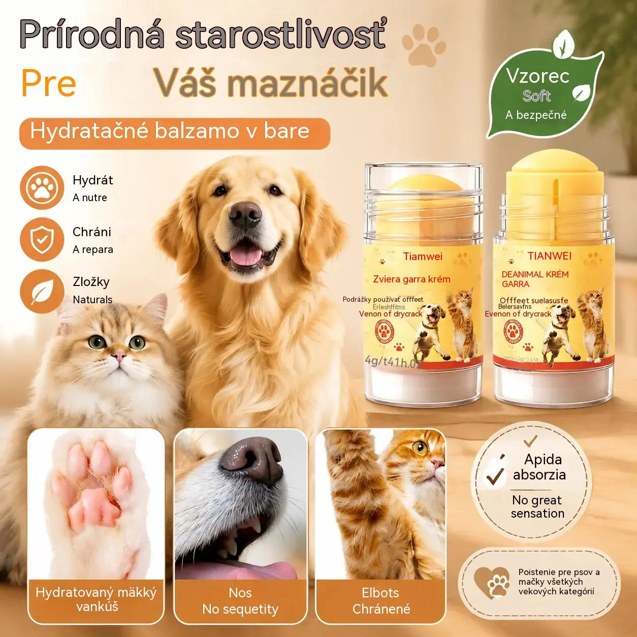 【3 fľaštičky za 23 eur】💧🐾 Hydratačný balzam na labky – 🐶 Rozmaznávajte jemné a zdravé labky vášho domáceho maznáčika