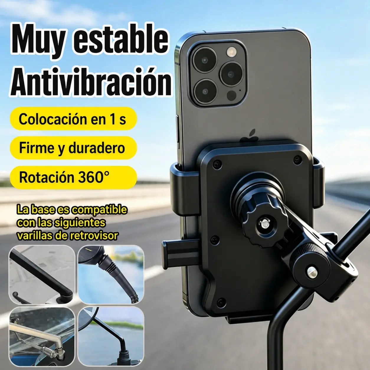🚴 Soporte para móvil de bicicleta y moto con agarre firme
