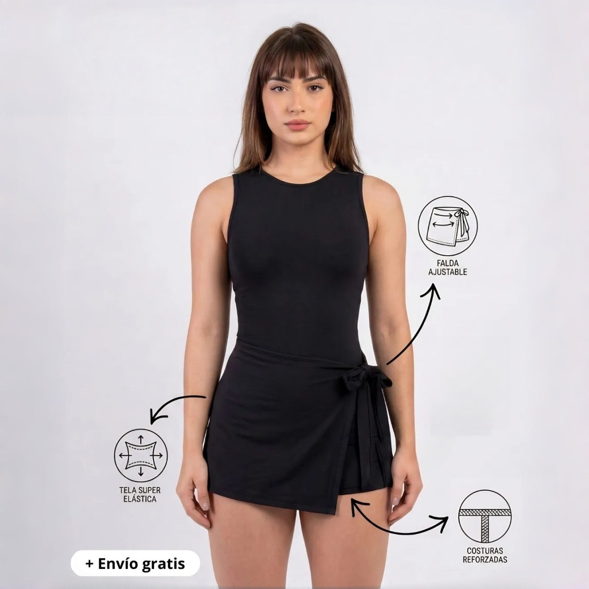 Vestido mono básico sin mangas para mujer, estilo deportivo informal de verano.
