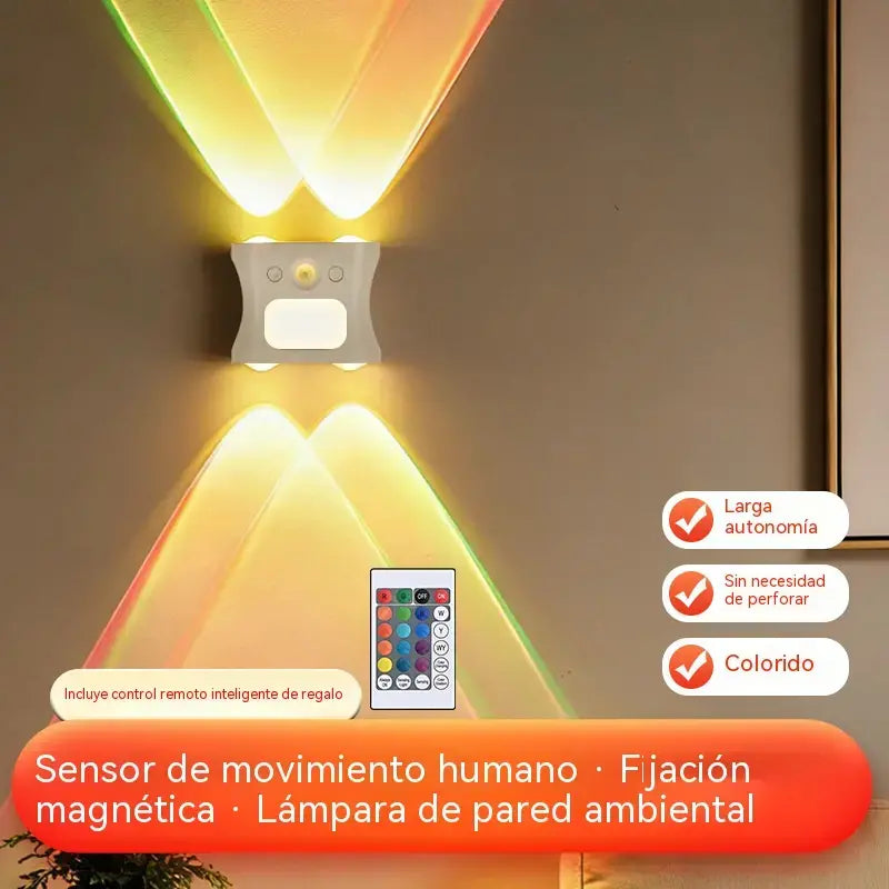 Aplique de pared con sensor de movimiento y mando a distancia