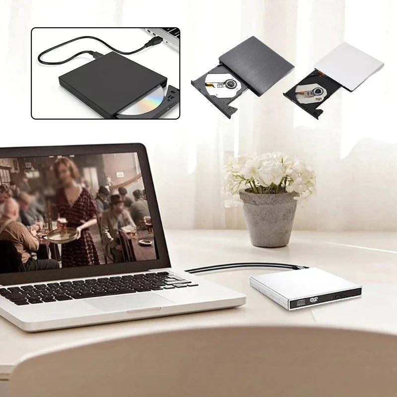 📢📢50% zľava! 💿💻 Externá CD/DVD mechanika – Plug and play, prenosná a ľahko použiteľná, kompatibilná so systémami Mac/Windows.