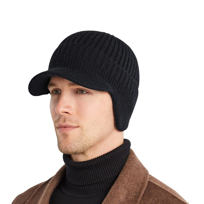 🔥 Pánska teplá zimná pletená čiapka s klapkami na uši, bežná veľkosť/teplá podšívka
