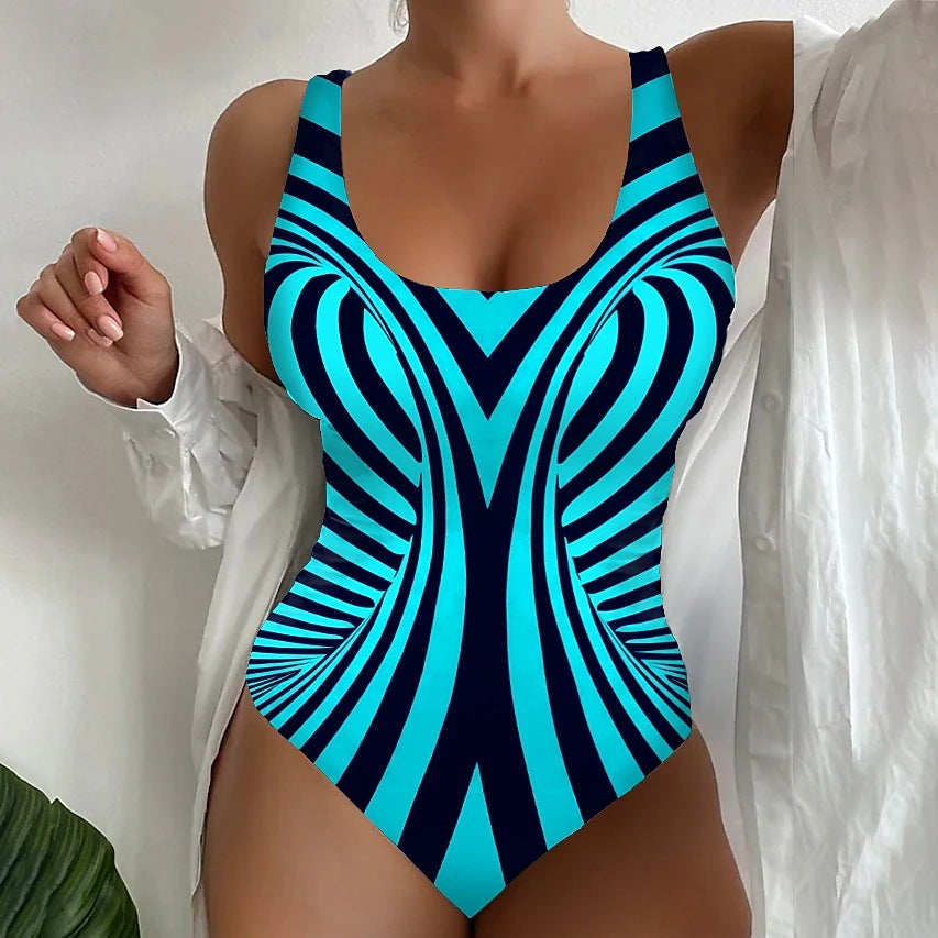 🥰【Último día - 50% de descuento】🔥【S~8XL】Bañador de una pieza a rayas exclusivo