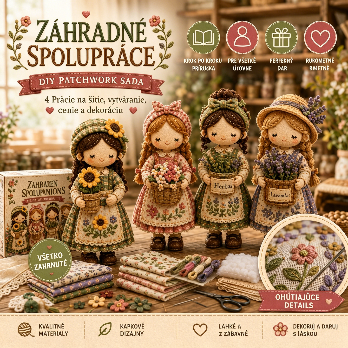 🎁Posledný deň: Využite zľavu 49 %! 🧵 Miniatúrna patchworková sada zo série Miniature World.