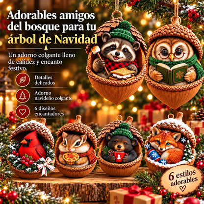 🎉【Compra 6 y llévate 6 gratis】12 unidades por 28 euros🤩 🎁Nuevo diseño navideño en acrílico 2D con animales en forma de piña.