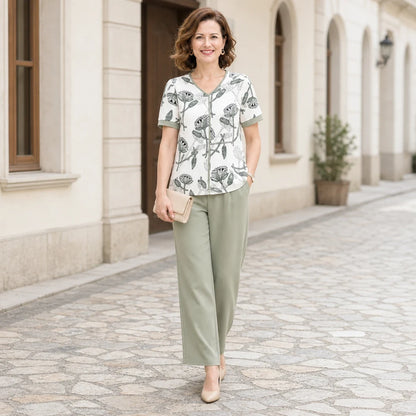 👚 Conjunto Casual con Estampado de Loto – Comodidad y Elegancia para los Días de Verano