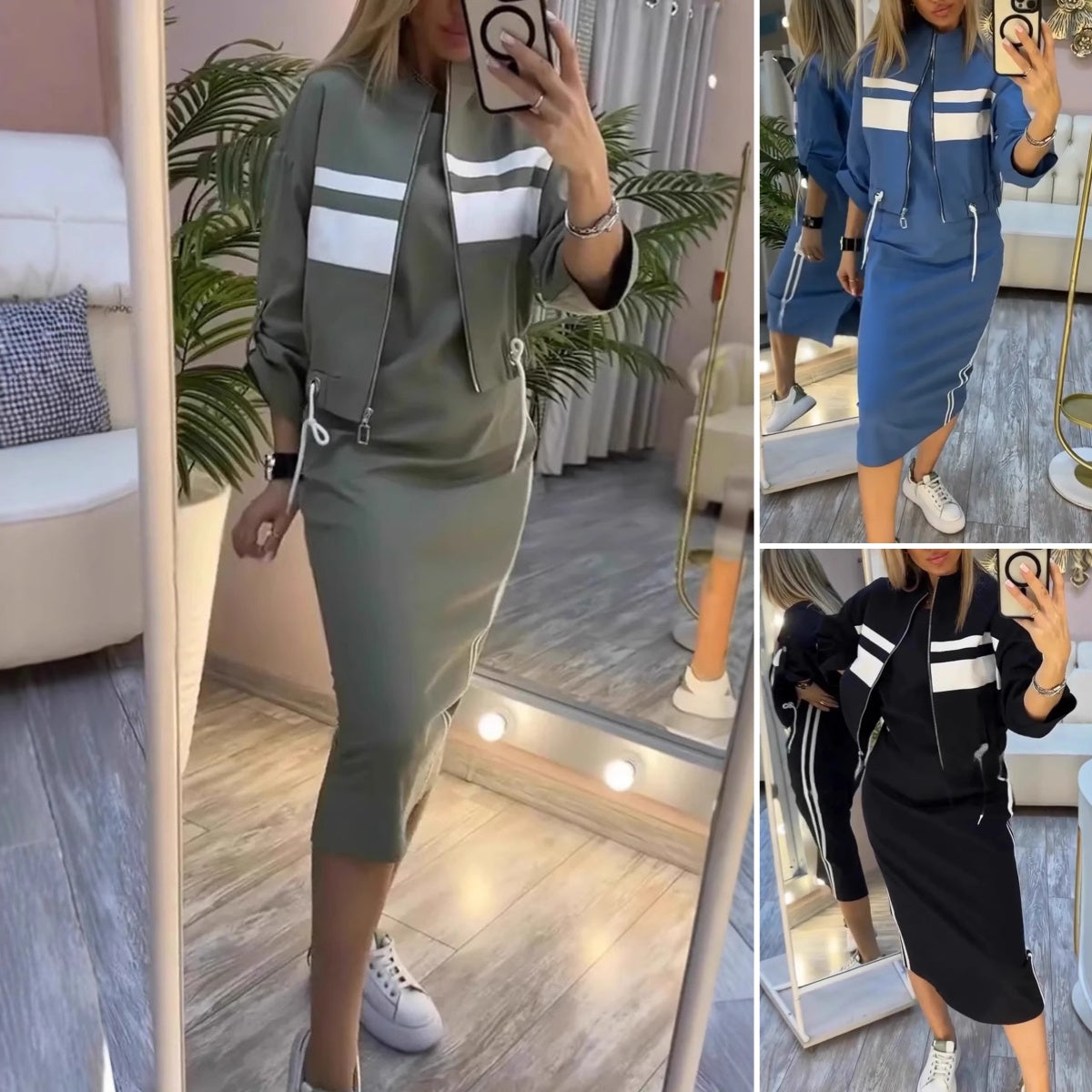 💕😍 Moderné dámske šaty s okrúhlym výstrihom a casual sako 2026