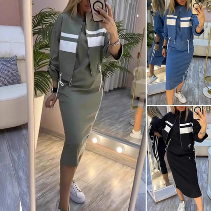 💕😍 Moderné dámske šaty s okrúhlym výstrihom a casual sako 2026