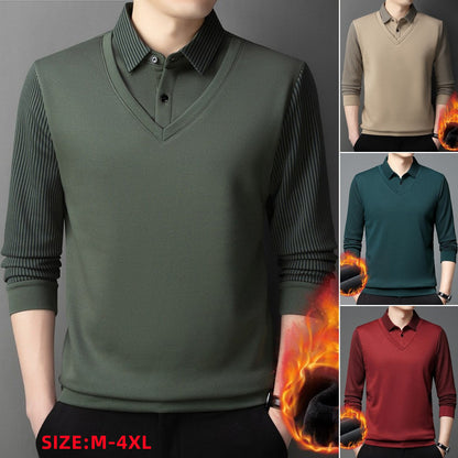 👔Pulover bărbătesc din fleece, gros și cald, din chenille artificială, format din două piese 3752015 