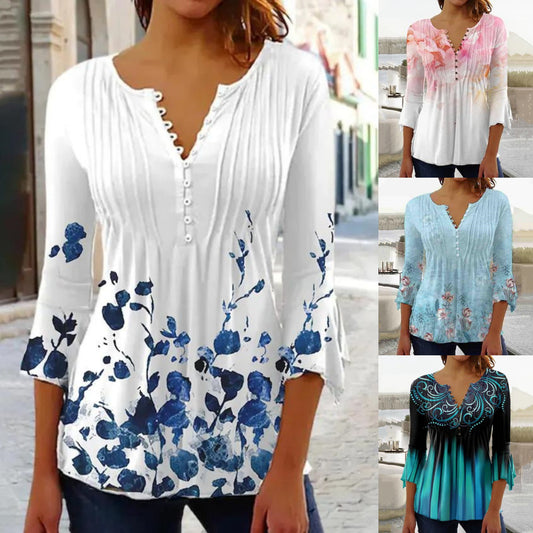 💟【S-5XL】Bluze imprimate cu mânecă lungă pentru femei, la modă 