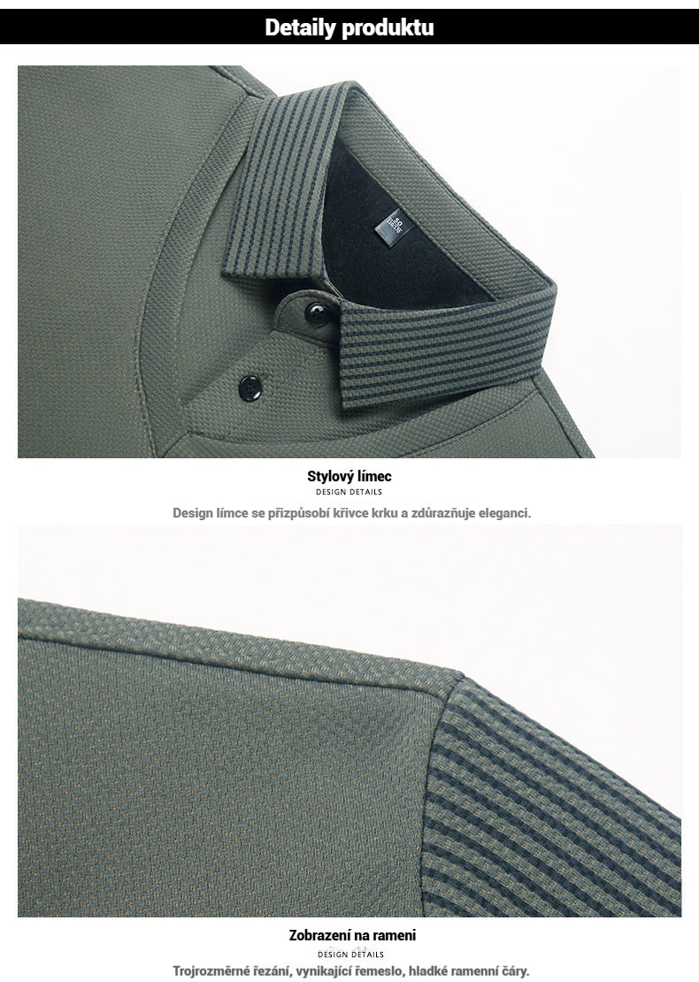 🔥👔 2025 podzim/zima novinka: Pánská zateplená multifunkční business casual polo košile